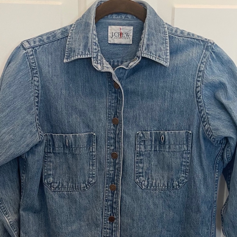 Vintage J Crew Outfitters Oarsman Denim Shirt Button Down Pockets Womens Small